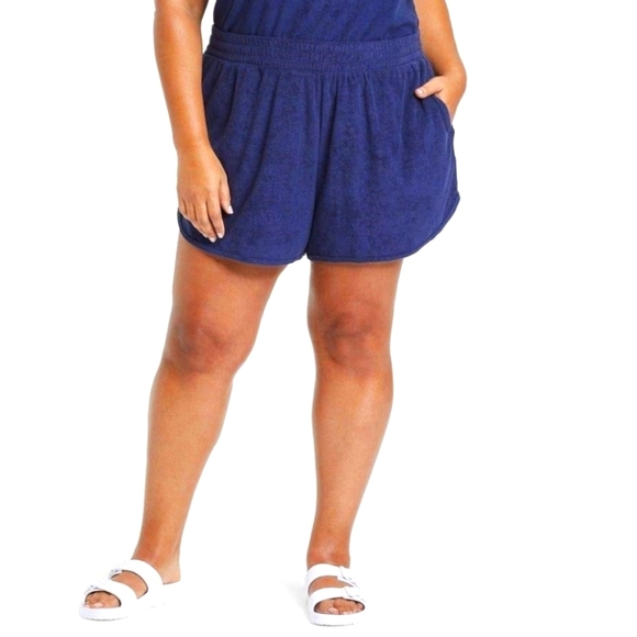 Navy Blue Terry Short - Picture 1 of 4